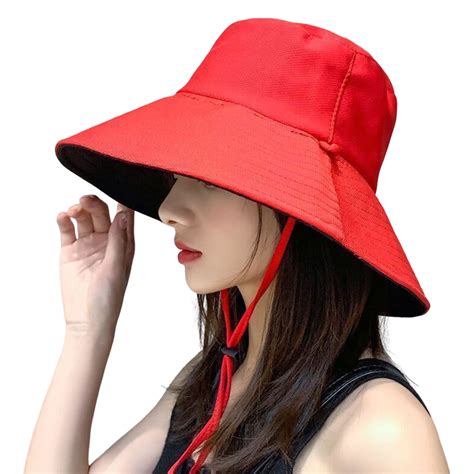 Women Beach Hat Packable Large Brim Floppy Sun Hat Reversible UPF 50 ...
