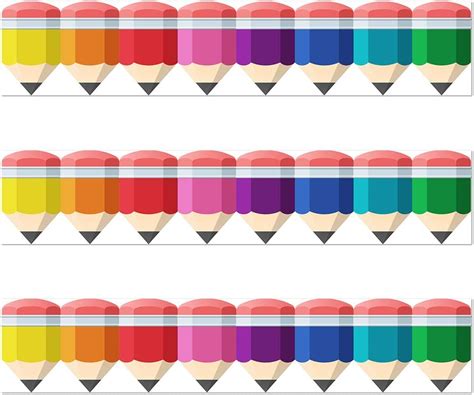Buy Color Bold Bright Striped Spotted Pencils Border Trim - Bulletin ...