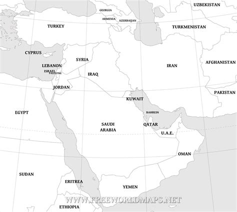 Free Printable Blank Middle East Map - Free Printable Templates