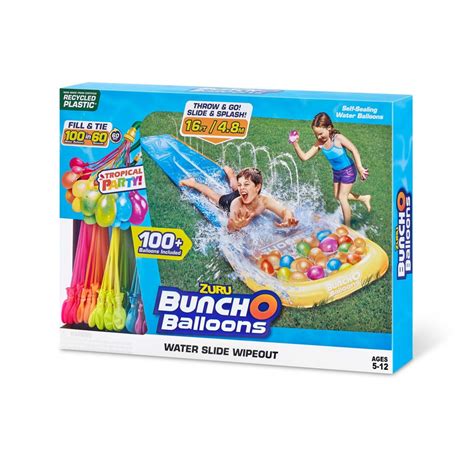 Zuru Bunch O Balloons Water Slide Wipeout and Self-Sealing Water ...