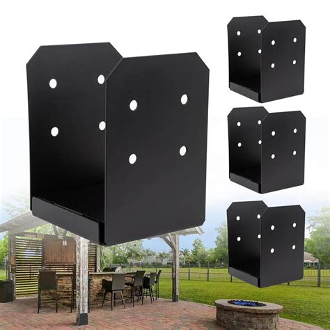 4-Pack 8x8 Post Base Brackets - Heavy Duty Steel Anchor for Pergola/Ga ...