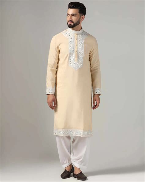 Elegant gold mirror mens kurta set