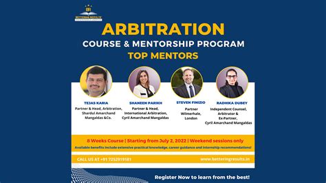 Arbitration Law, Bettering Results, Mentorship Programme