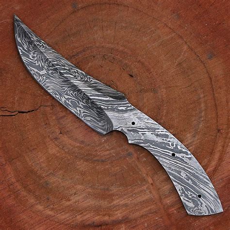 Handmade Damascus Steel Hunting Knife Blank Blade Fire Storm Pattern 9. ...