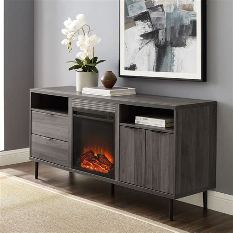Manor Park Modern Fireplace TV Stand for TVs up to 65", Slate Grey ...