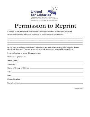 Permission to Reprint Form - Blank Fillable Template | Fill Out, Print ...