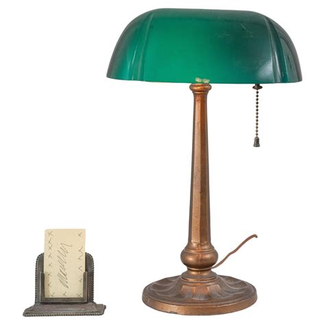 Antique Green Shade Banker's Lamp, Signed Amronlite at 1stDibs ...