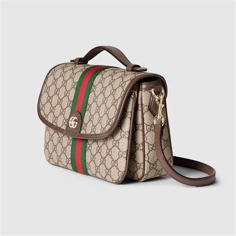 Ophidia medium top handle bag in beige and brown GG fabric | GUCCI® MX