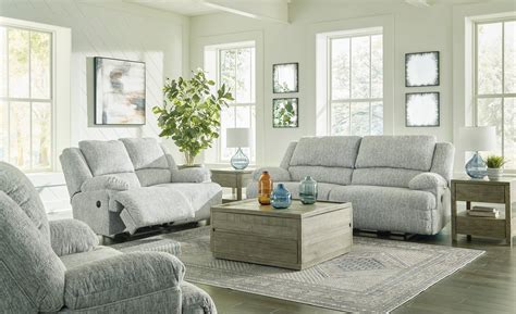McClelland Gray Reclining Living Room Set - Sofa & Loveseat & Recliner ...