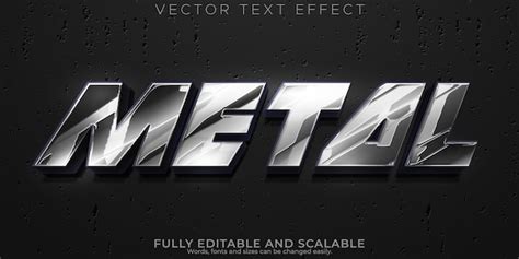 Metal steel text effect editable crome and silver text style | Free Vector