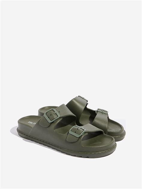 Buy SOLEPLAY Olive Double Band Slip-On Sandals from Westside