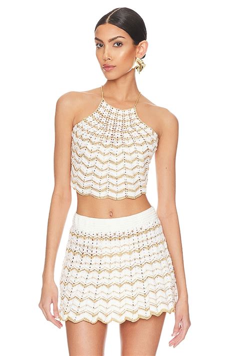 My Beachy Side Hand Crochet Chevron Pattern Crop Top in Snow White ...