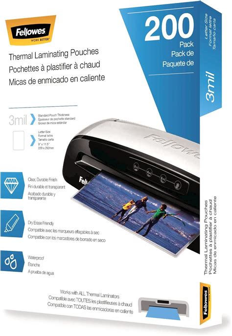 Fellowes Thermal Laminating Pouches, Letter Size Sheets 9 x 11.5-Inches ...