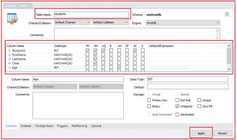Image result for Create Table Using MySQL Workbench