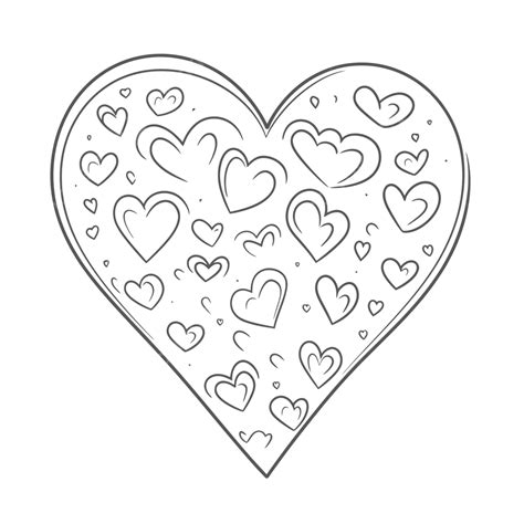 An Outline Drawing Of A Heart With Many Hearts Drawn On It Sketch ...