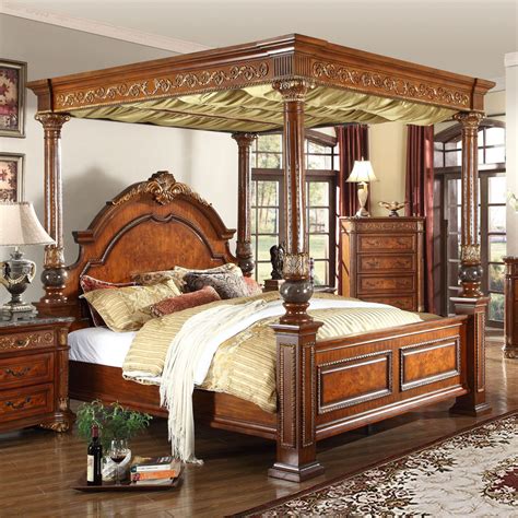 Meridian Royal Canopy Bed - ROYAL-POST-Q | Bedroom sets, Canopy bedroom ...