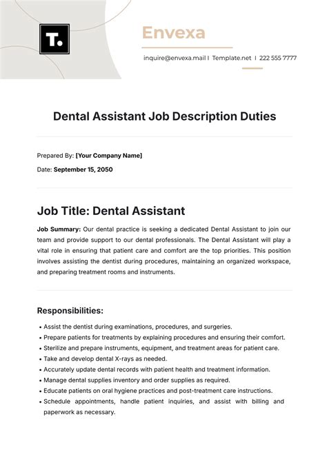 Dental Assistant Job Description