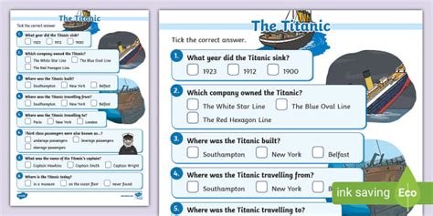 KS1 Titanic Paper Quiz | Twinkl History