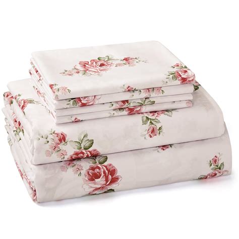 BYSURE King Sheet Set 6 Pieces (Pink Rose Floral), Cottage Core ...