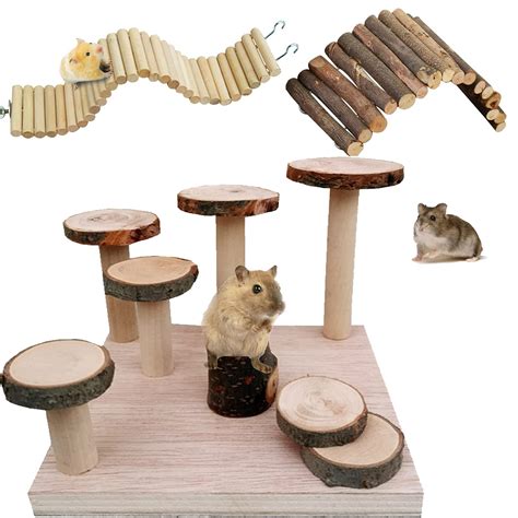 Buy Hamiledyi Hamster Wooden Climbing Platform, Gerbil Living System ...