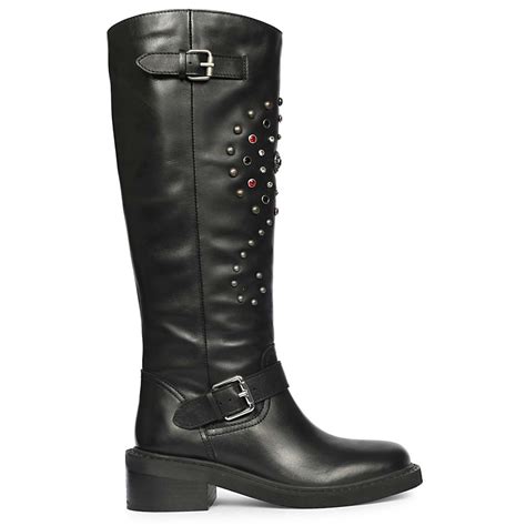 Saint Imogen Multi Studs Black Leather Long Boots – SaintG India