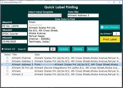 Quick Label Printing
