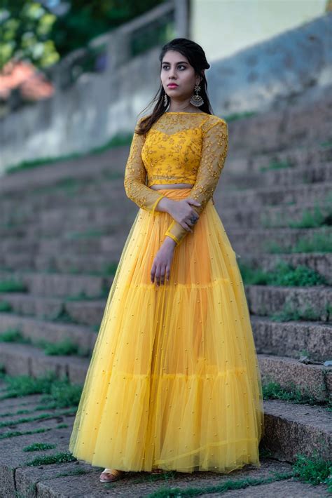 Yellow pearl net Skirt and blouse – YoshnasByEla
