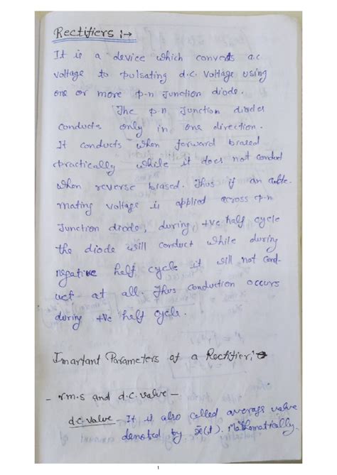 Half Wave Rectifier (HWR) - Detailed Study Notes - Studocu