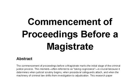 Commencement of Proceedings Before a Magistrate: An In-Depth Analysis ...