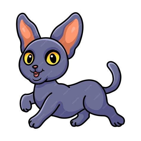 Dessin animé mignon chat peterbald marchant | Vecteur Premium