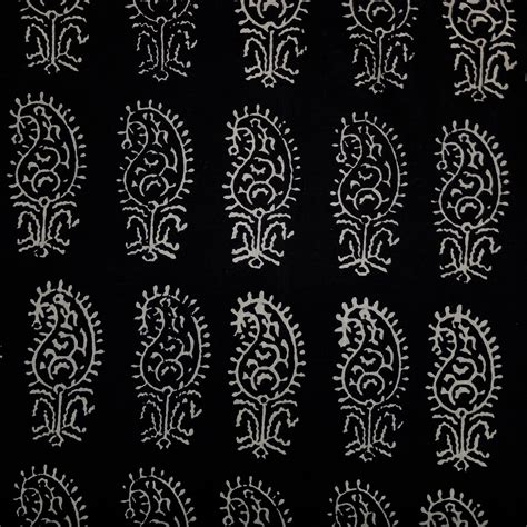 Pure Cotton Black With Kairi Motifs Hand Block Print Fabric – Sanskruti