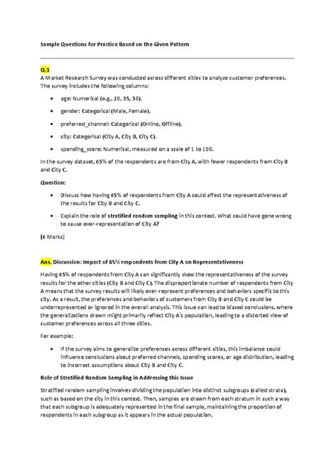 QM Sample Questions for Practice Based on the Given Pattern - A Market ...
