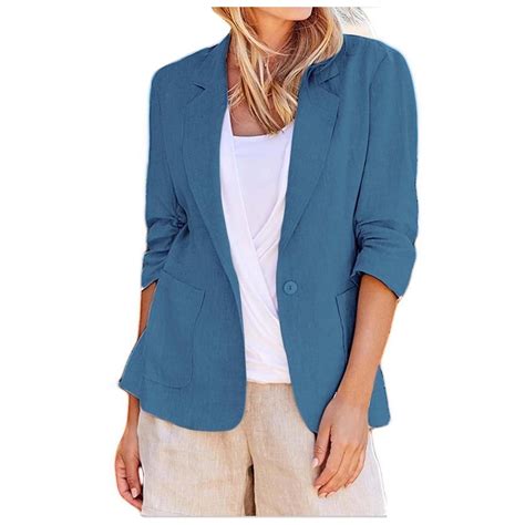 Sopiago Womens Casual Blazer Jacket Long Sleeve Open Front Office ...