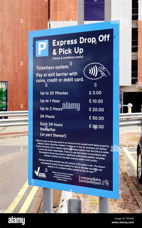 Sign's showing the car parking charges at John Lennon Airport Liverpool ...