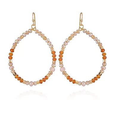 Berry Jewelry Neutral Beaded Gold Tone Fishhook Earrings