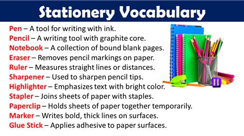 Stationery Words and Pictures 的图像结果