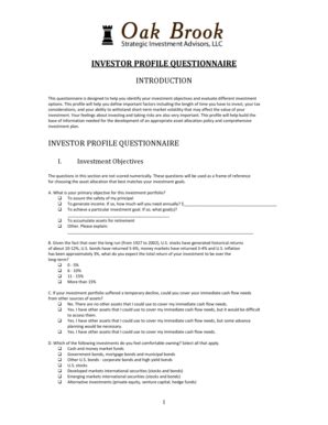 Fillable Online Investor profile questionnaire - AdvisorFlex Fax Email ...