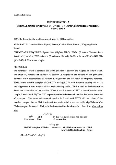 Experiment-2-Hardness estimation using EDTA - EXPERIMENT NO: 2 ...