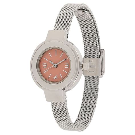 Fastrack Quartz Analog Brown Dial Stainless Steel Strap Watch for Girls