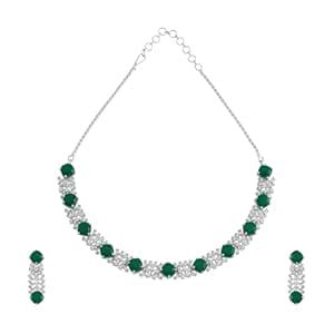 Buy KUSHAL'S Fashion Jewellery Green Rodium Polished Zircon Necklace ...