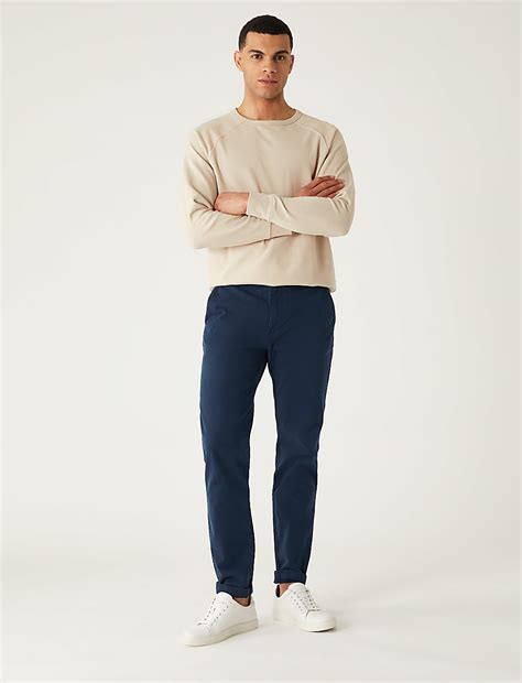 Buy Slim Fit Textured Stretch Trousers at Marks & Spencer