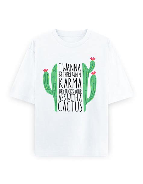 Karma Cactus Unisex Oversized Tee – 240 GSM Heavyweight Cotton Graphic ...