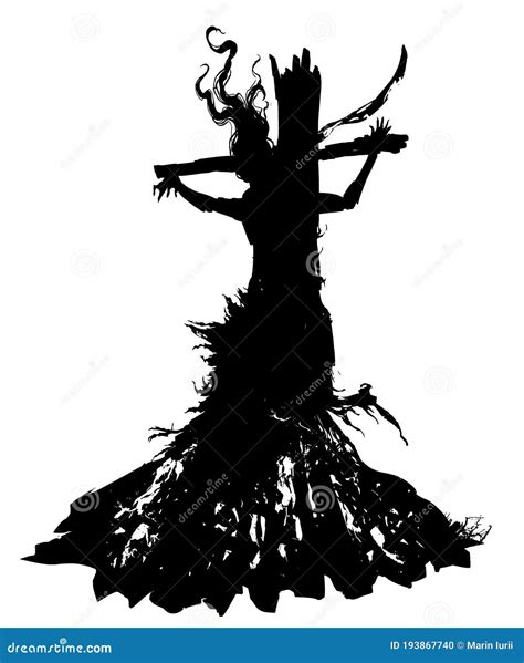 The Silhouette of a Witch with Long Hair and Ragged Clothes, Burned at ...