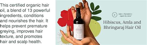 Juicy Chemistry Hibiscus, Amla & Bhringaraj Organic Hair Oil -For ...