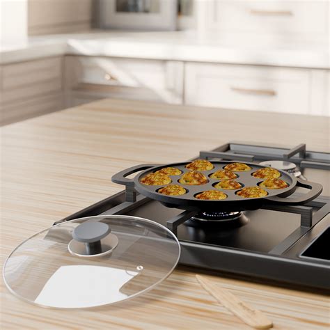 Cast Iron Paniyaram Pan with Glass Lid and Wooden Spatula – Lifelong Online