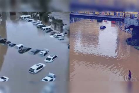 贵州六盘水突遭暴雨袭击：多地内涝积水没腰，汽车变船水中泡