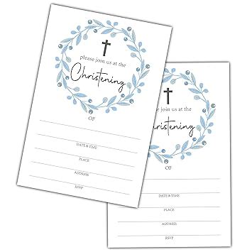 Baptism Invitations Cards, Blue Wreath For Girl boys First Holy ...