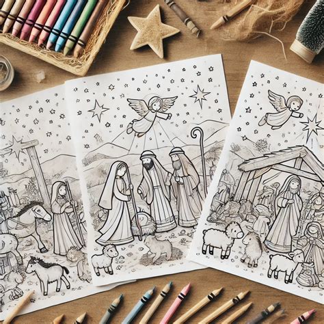 Nativity Scene Coloring Page Printable