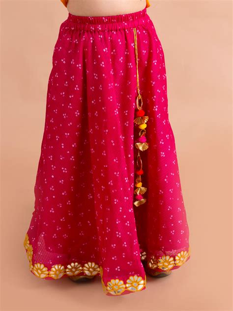 Buy Magenta & Yellow Embroidered Ready to Wear Lehenga