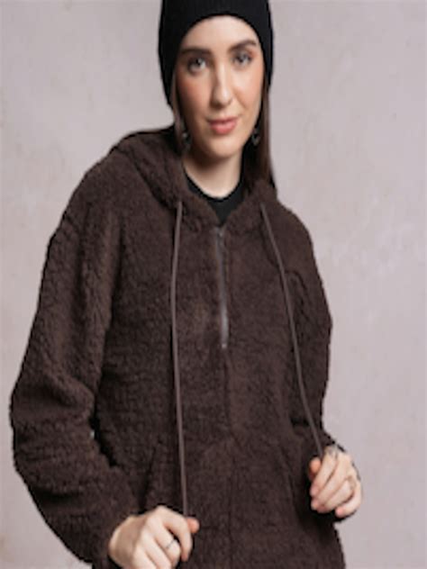 Buy Tokyo Talkies Brown Hooded Front Open Sweatshirt - Sweatshirts for ...